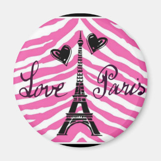 LIEBE PARIS PINK ZEBRA EIFFEL TOWEL HERZDRUCK MAGNET