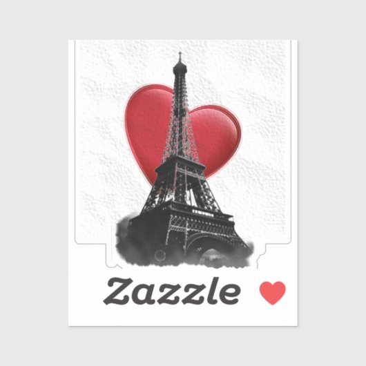 Liebe Paris Red Heart Eiffel Tower Aufkleber (Blatt)