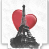 Liebe Paris Red Heart Eiffel Tower Aufkleber (Vorderseite)