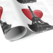 Liebe Paris Red Heart Eiffel Tower Geschenkpapier (Rolleneckpunkt)