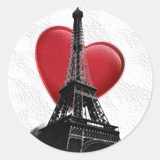 Liebe Paris Red Heart Eiffel Tower Runder Aufkleber (Vorderseite)