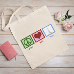 Liebe Paris Tragetasche<br><div class="desc">Dieses hübsche Pariser Geschenk eignet sich perfekt für jemanden, der den Eiffelturm in Frankreich zu besuchen Lieben hat. Europa ist so schön. Peace Liebe Paris macht ein niedliches Geschenk.</div>