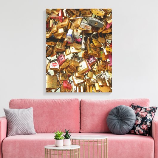 Liebe Paris - Vorhängeschlösser 1 Leinwanddruck (Insitu (Wohnzimmer))