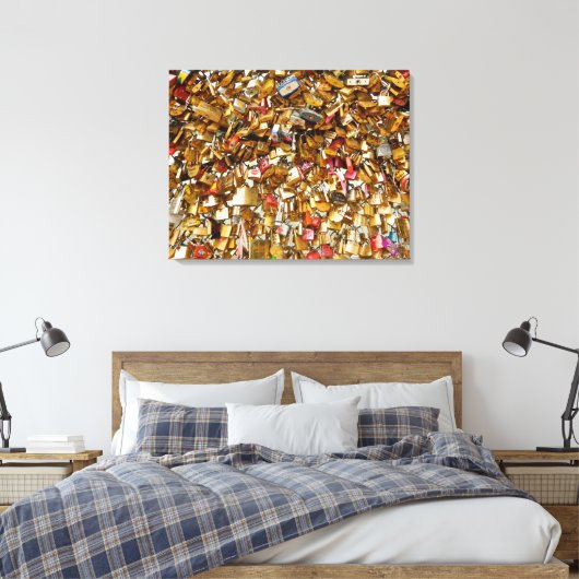 Liebe Paris - Vorhängeschlösser 3 Leinwanddruck (Insitu (Schlafzimmer))