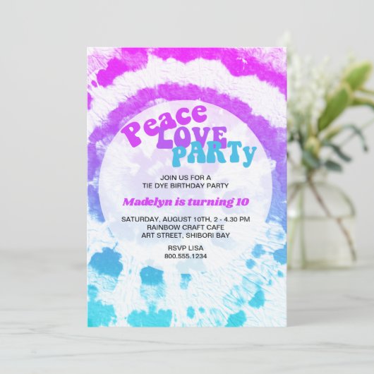 Liebe Party Rosa Türkische Gefärbte Krawatte Gebur Einladung (Stehend Vorderseite)