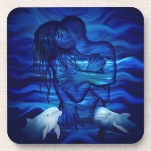 Liebe, Passionsakt - Paar mit Dolphin Getränkeuntersetzer