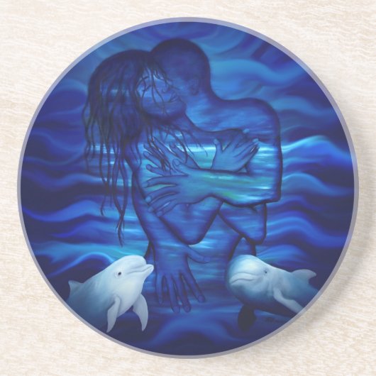 Liebe, Passionsakt - Paar mit Dolphin Getränkeuntersetzer (Vorne)