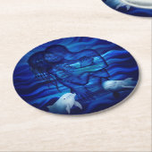 Liebe, Passionsakt - Paar mit Dolphin Runder Pappuntersetzer (Angewinkelt)