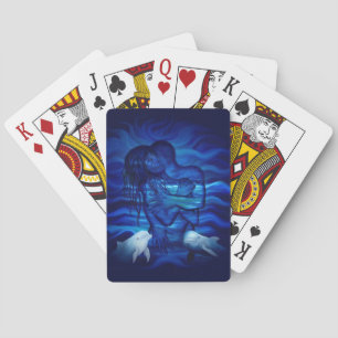 Liebe, Passionsakt - Paar mit Dolphin Spielkarten