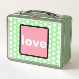Liebe Pastel Pink Mint Green Polka Docks Metall Brotdose