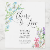 Liebe Pastel Wildblume Meadow Wedding Weinetikett (Einzelnes Label)