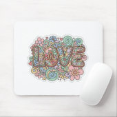 Liebe Pastell Blumen Retro-Typografie Mousepad (Mit Mouse)