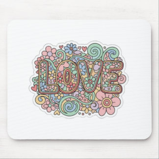 Liebe Pastell Blumen Retro-Typografie Mousepad