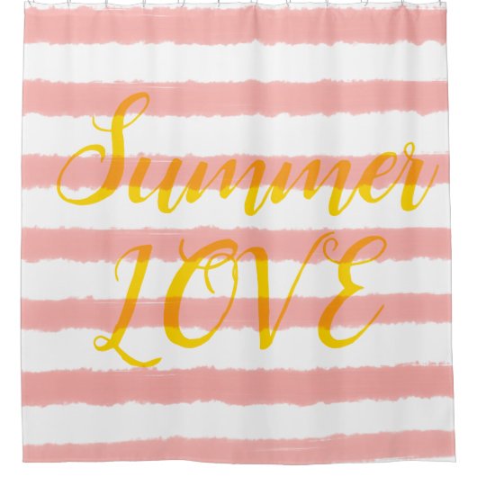 Liebe Pastellfarben Rosa Streifen Duschvorhang (Vorderseite)