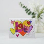 Liebe Patchwork Glitzer Herz Postkarte (Stehend Vorderseite)
