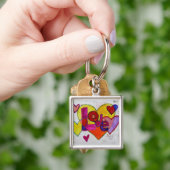 Liebe Patchwork Herz-Glitzer-Malerei Schlüsselanhä Schlüsselanhänger (Hand)
