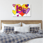Liebe-Patchwork-Herz-Malerei-Canvas Print Leinwanddruck (Insitu (Schlafzimmer))