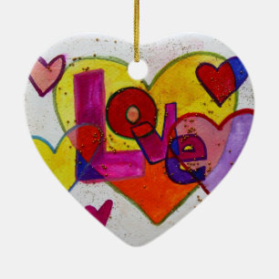 Liebe Patchwork Kunst, Glitzer Kunst, Dichtung und Keramik Ornament