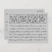 Liebe-Patient-Kind-nie Versage~scrip~Wedding RSVP Einladungspostkarte (Vorne/Hinten)