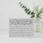 Liebe-Patient-Kind-nie Versage~scrip~Wedding RSVP Einladungspostkarte (Stehend Vorderseite)