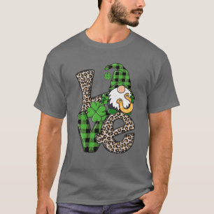 Liebe Patrick Day Gnomes Leopard Green Kariert Sha T-Shirt