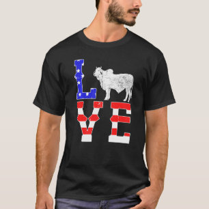 Liebe patriotische Kuhzucht Brahman-Rind T-Shirt