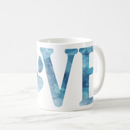 Liebe Paw Blue Kaffeetasse (VorderseiteRechts)