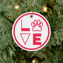 Liebe Paw Bright Rot und Weiße Keramik Ornament