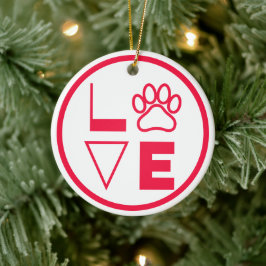 Liebe Paw Bright Rot und Weiße Keramik Ornament