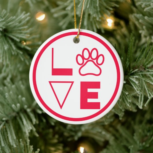 Liebe Paw Bright Rot und Weiße Keramik Ornament (Baum)