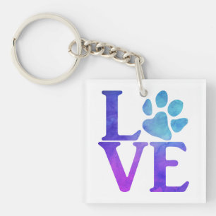 Liebe Paw Classic Blue und Lila Schlüsselanhänger
