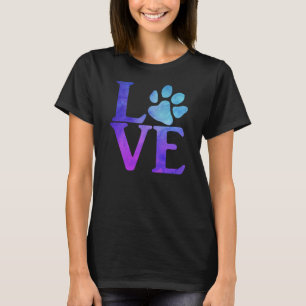 Liebe Paw Classic Blue und Lila T-Shirt