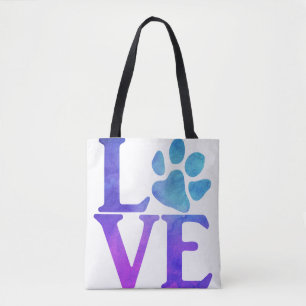 Liebe Paw Classic Blue und Lila Tasche