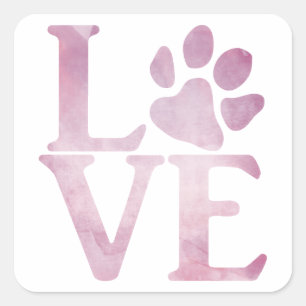 Liebe Paw Classic Pink Quadratischer Aufkleber
