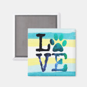 Liebe Paw Dog Aquamarin und Gelb Magnet (Vorderseite/Rückseite)