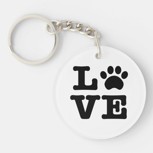 Liebe Paw Print Acrylic Schlüsselanhänger (Vorderseite)