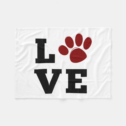 Liebe Paw Print Animal Lover Dog Lover Fleecedecke (Vorderseite (Horizontal))
