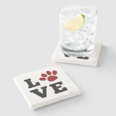 Liebe Paw Print Animal Lover Dog Lover Steinuntersetzer (Seitenansicht)