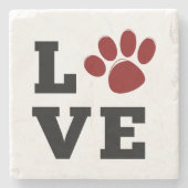 Liebe Paw Print Animal Lover Dog Lover Steinuntersetzer (Vorderseite)