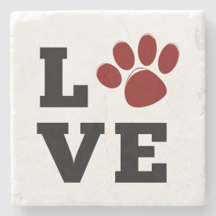 Liebe Paw Print Animal Lover Dog Lover Steinuntersetzer
