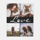 Liebe Paw Print Dog Lover Foto Fleecedecke (Vorderseite)