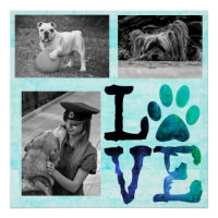 LIEBE, Paw Print Personalisiert Hund Aquamarin Pos