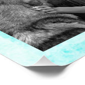 LIEBE, Paw Print Personalisiert Hund Aquamarin Pos Poster (Ecke)