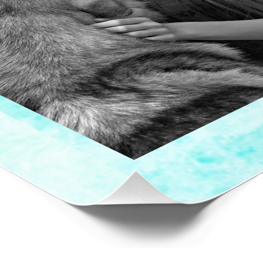 LIEBE, Paw Print Personalisiert Hund Aquamarin Pos Poster (Ecke)