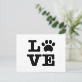 Liebe Paw Print Postcard Postkarte (Stehend Vorderseite)