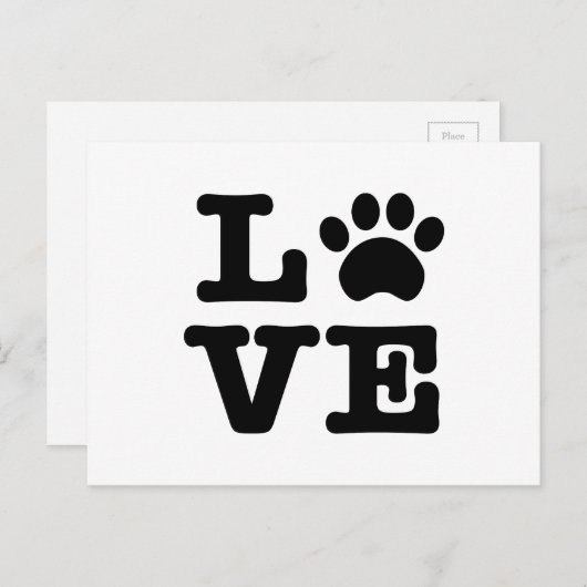 Liebe Paw Print Postcard Postkarte (Vorne/Hinten)