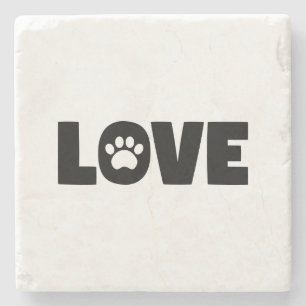 Liebe Paw Print Steinuntersetzer