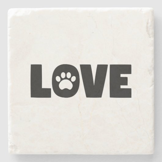 Liebe Paw Print Steinuntersetzer (Vorderseite)