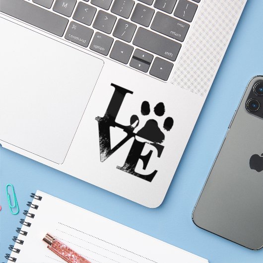 Liebe Paw Sticker (Laptop mit iPhone)