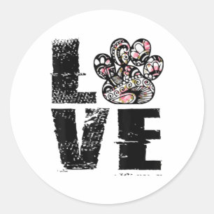 Liebe Paw Tattoo Blume Dog Lover _1 Runder Aufkleber